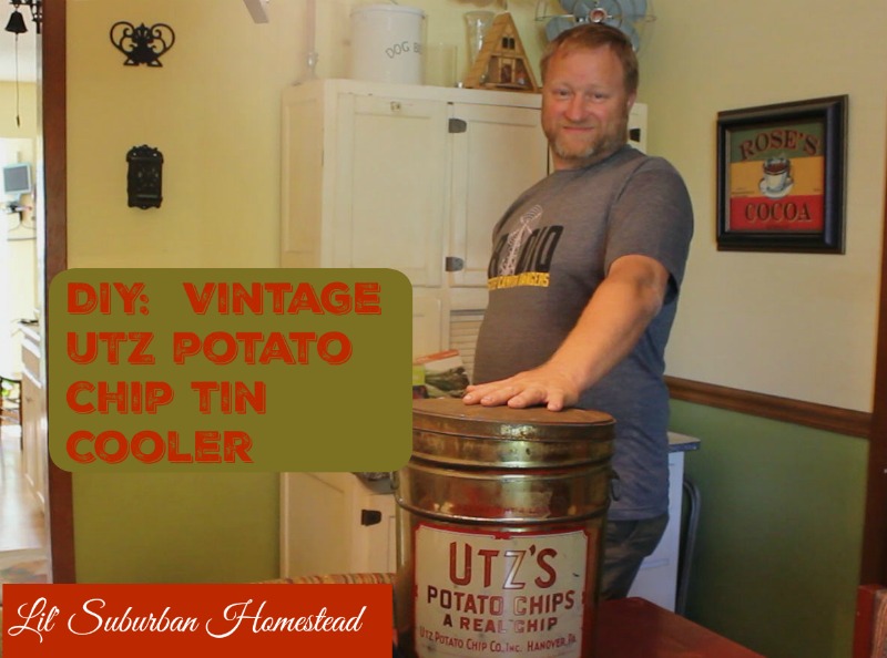 Diy vintage utz potato chip tin cooler